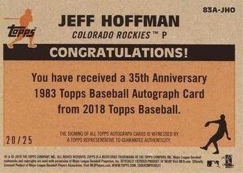 2018 Topps - 1983 Topps Baseball 35th Anniversary Autographs Red (Series One) #83A-JHO Jeff Hoffman Back