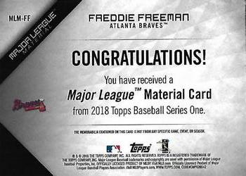 2018 Topps - Major League Material Relics (Series 1) #MLM-FF Freddie Freeman Back