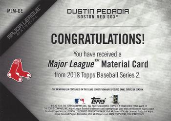 2018 Topps - Major League Material Relics Black (Series 1) #MLM-DE Dustin Pedroia Back