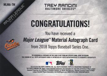 2018 Topps - Major League Material Autographs Red (Series 1) #MLMA-TM Trey Mancini Back
