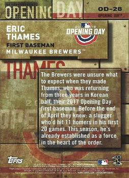 2018 Topps - MLB Opening Day Black #OD-28 Eric Thames Back