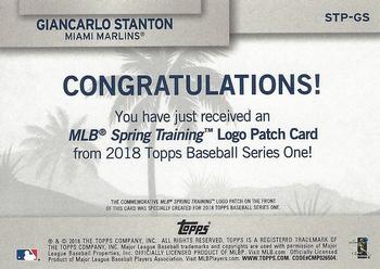 2018 Topps - MLB Spring Training Logo Manufactured Patch Relics #STP-GS Giancarlo Stanton Back