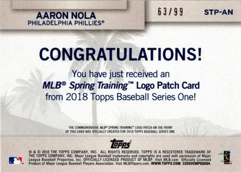 2018 Topps - MLB Spring Training Logo Manufactured Patch Relics Blue #STP-AN Aaron Nola Back
