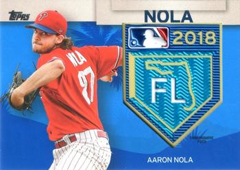 2018 Topps - MLB Spring Training Logo Manufactured Patch Relics Blue #STP-AN Aaron Nola Front