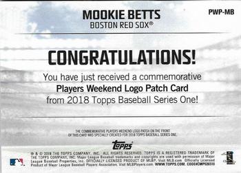 2018 Topps - Players Weekend Patch #PWP-MB Mookie Betts Back