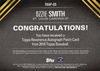 2018 Topps - Topps Reverence Autograph Patch Relics #TRAP-OS Ozzie Smith Back