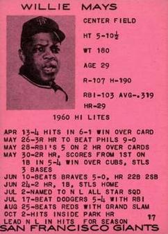 1961 7-Eleven #17 Willie Mays Front