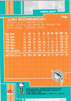 2003 Ultra #76 Juan Encarnacion Back