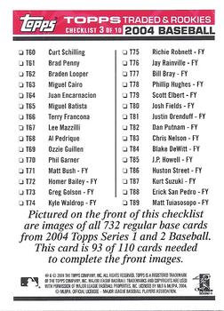 2004 Topps Traded & Rookies - Checklists Puzzle Red Backs #93 Checklist 3 of 10 Back