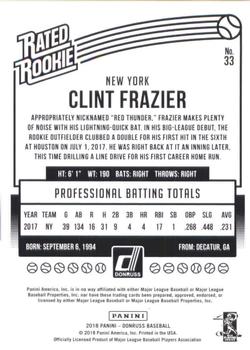 2018 Donruss #33 Clint Frazier Back
