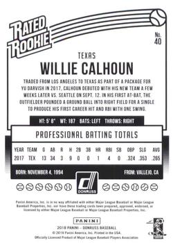 2018 Donruss #40 Willie Calhoun Back