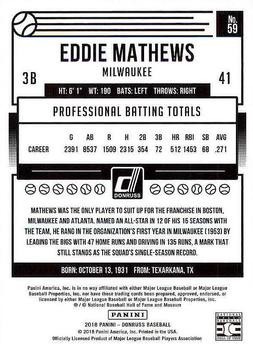 2018 Donruss #59 Eddie Mathews Back