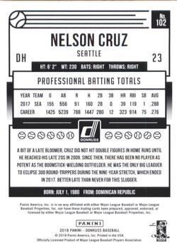 2018 Donruss #102 Nelson Cruz Back