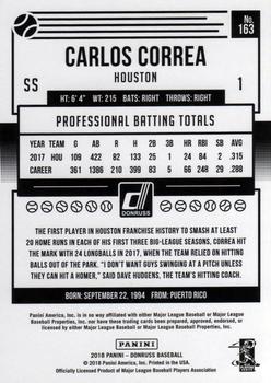 2018 Donruss #163 Carlos Correa Back