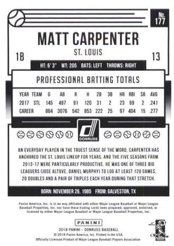 2018 Donruss #177 Matt Carpenter Back