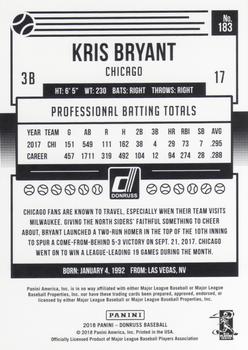 2018 Donruss #183 Kris Bryant Back