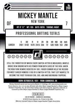 2018 Donruss #200 Mickey Mantle Back