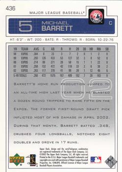 2003 Upper Deck #436 Michael Barrett Back
