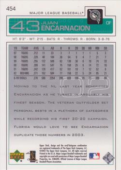 2003 Upper Deck #454 Juan Encarnacion Back