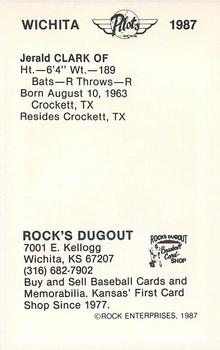 1987 Rock's Dugout Wichita Pilots #NNO Jerald Clark Back