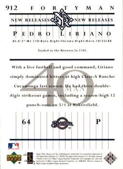 2003 Upper Deck 40-Man #912 Pedro Liriano Back