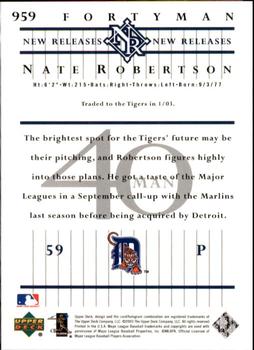 2003 Upper Deck 40-Man #959 Nate Robertson Back