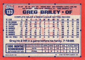 1991 Topps #133 Greg Briley Back
