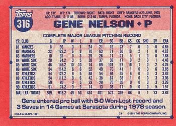 1991 Topps #316 Gene Nelson Back