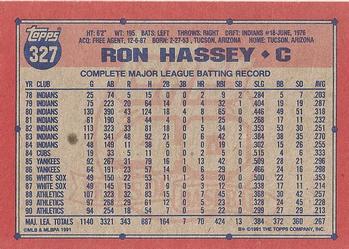 1991 Topps #327 Ron Hassey Back