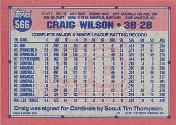 1991 Topps #566 Craig Wilson Back