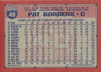1991 Topps #49 Pat Borders Back