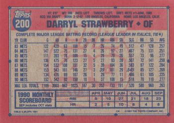 1991 Topps #200 Darryl Strawberry Back
