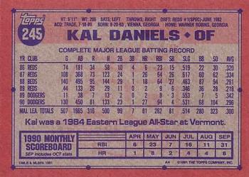 1991 Topps #245 Kal Daniels Back