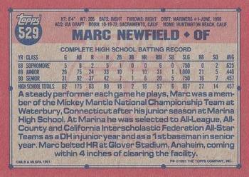 1991 Topps #529 Marc Newfield Back
