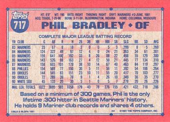 1991 Topps #717 Phil Bradley Back