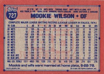 1991 Topps #727 Mookie Wilson Back