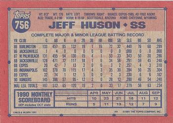1991 Topps #756 Jeff Huson Back