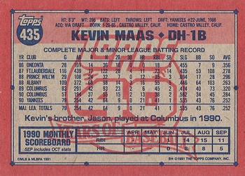 1991 Topps #435 Kevin Maas Back