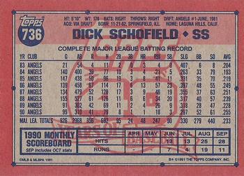 1991 Topps #736 Dick Schofield Back