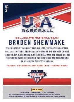 2018 Panini USA Baseball Stars & Stripes #3 Braden Shewmake Back
