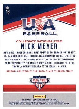 2018 Panini USA Baseball Stars & Stripes #16 Nick Meyer Back