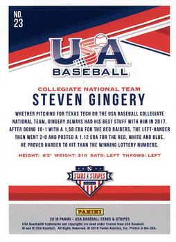 2018 Panini USA Baseball Stars & Stripes #23 Steven Gingery Back