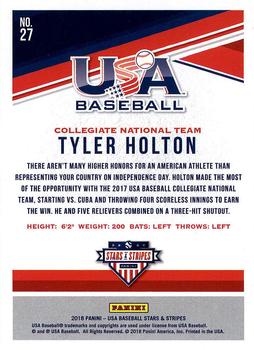 2018 Panini USA Baseball Stars & Stripes #27 Tyler Holton Back