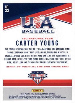 2018 Panini USA Baseball Stars & Stripes #33 Carter Young Back