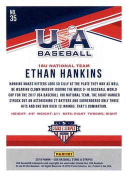 2018 Panini USA Baseball Stars & Stripes #35 Ethan Hankins Back