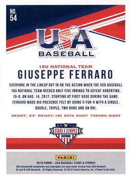2018 Panini USA Baseball Stars & Stripes #54 Giuseppe Ferraro Back