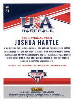 2018 Panini USA Baseball Stars & Stripes #57 Joshua Hartle Back