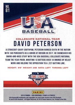 2018 Panini USA Baseball Stars & Stripes #81 David Peterson Back