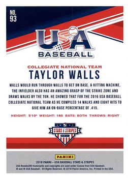 2018 Panini USA Baseball Stars & Stripes #93 Taylor Walls Back
