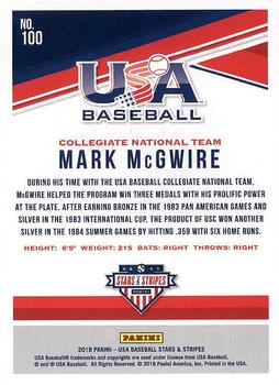 2018 Panini USA Baseball Stars & Stripes #100 Mark McGwire Back
